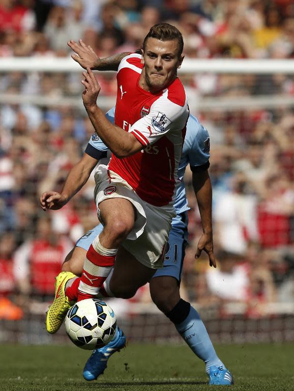 Arsenal midfielder Jack Wilshere during the Premier League match against Manchester City at the Emirates Stadium on September 13, 2014