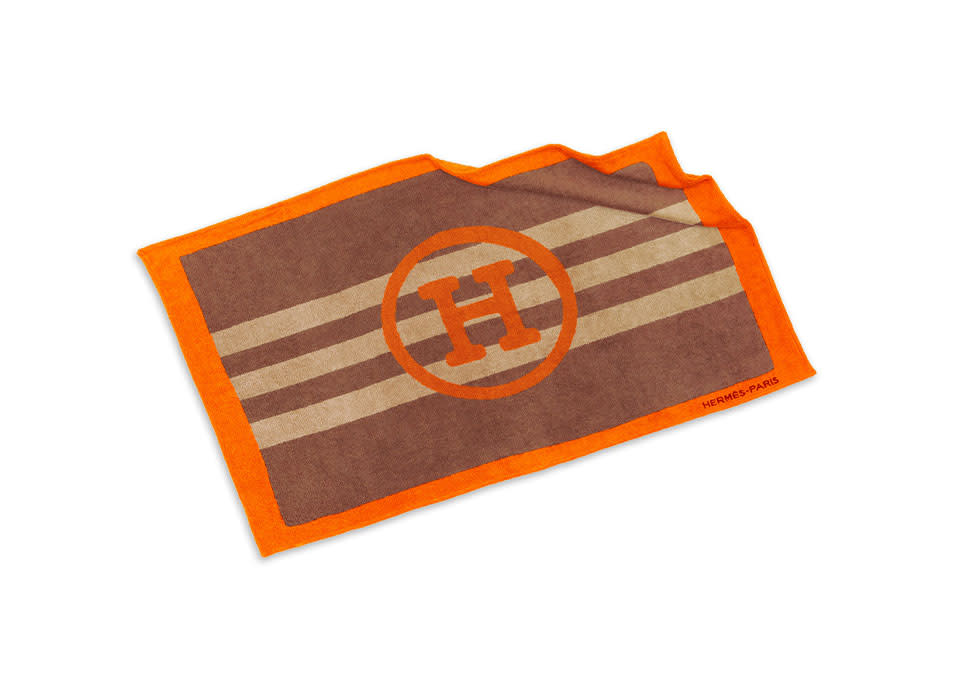 <p>Hermès Beach Towel, $630, <a rel="nofollow noopener" href="http://usa.hermes.com/house/beach/printed-towels/green/tapis-de-plage-hermes-en-voyage-h.html?color_hermes=ORANGE/BEIGE&nuance=1&back_search=p+5%7Cq+towel+for+beach%7Cback_from_product+1" target="_blank" data-ylk="slk:hermes.com;elm:context_link;itc:0;sec:content-canvas" class="link ">hermes.com</a></p>