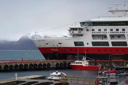 A tourist cruise ship is docked at the port of a research town Ny-Aalesund in the Arctic archipelago of Svalbard, Norway, September 21, 2016. Picture taken September 21, 2016. REUTERS/Gwladys Fouche