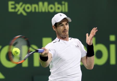 Tennis - Qatar Open - Men's Singles - Andy Murray of Britain v Gerald Melzer of Austria - Doha, Qatar - 4/1/2017 - Murray in action. REUTERS/Naseem Zeitoon