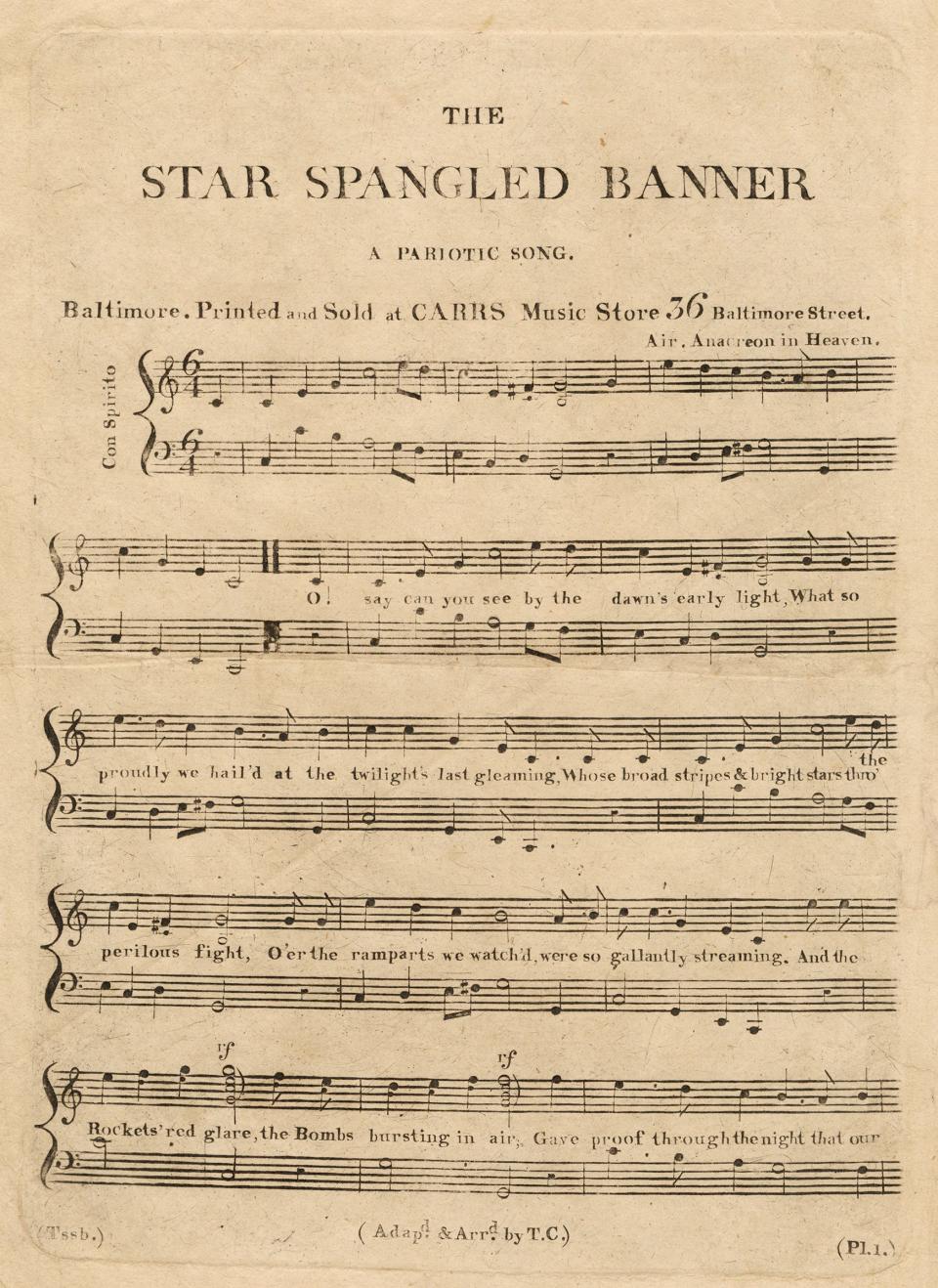 Original sheet music for "The Star-Spangled Banner," like this specimen from the Clemens Library at the University of Michigan, tends to do well at auction.