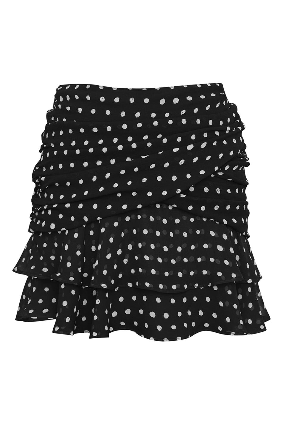 <p>Saint Laurent Double Ruffled Mini Skirt, $1,690; <a rel="nofollow noopener" href="http://www.ysl.com/us/shop-product/women/ready-to-wear-short-skirts-double-ruffled-mini-skirt-in-black-and-white-lipstick-dot-printed-silk-crepe_cod35330747ei.html#section=women_rtw" target="_blank" data-ylk="slk:ysl.com;elm:context_link;itc:0;sec:content-canvas" class="link ">ysl.com</a></p>