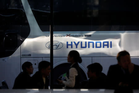 The logo of Hyundai Motors is seen at the company's headquarters in Seoul, South Korea, March 22, 2019. REUTERS/Kim Hong-Ji