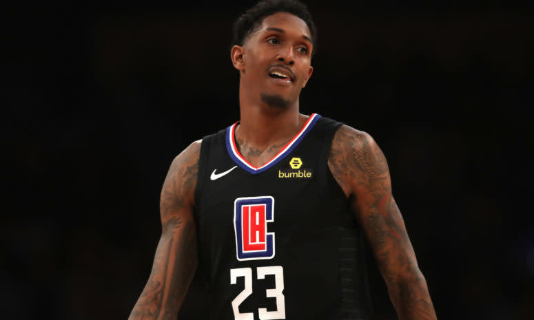 A closeup of Lou Williams, sixth man for the Los Angeles Clippers in the NBA.