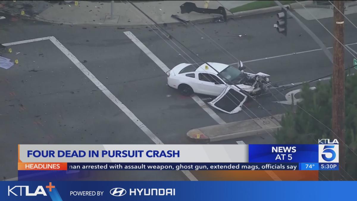 4 suspects dead, 2 people injured during DUI pursuit in Inland Empire