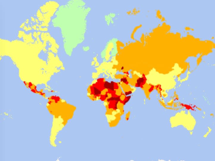 The security risk map for 2021 (International SOS)