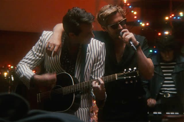 <p>Courtesy of Atlantic Records</p> Mark Ronson and Ryan Gosling in the "I'm Just Ken (Merry Kristmas Barbie)" music video