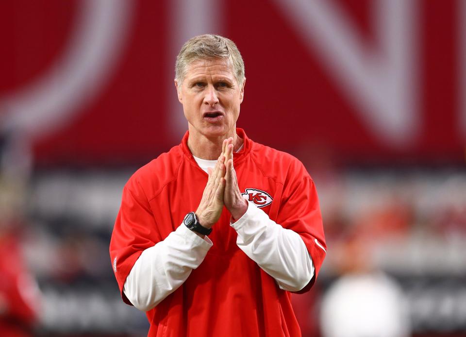 Dec 7, 2014; Glendale, AZ, USA; Kansas City Chiefs linebackers coach Gary Gibbs against the Arizona Cardinals at University of Phoenix Stadium. The Cardinals defeated the Chiefs 17-14. Mandatory Credit: Mark J. Rebilas-USA TODAY Sports