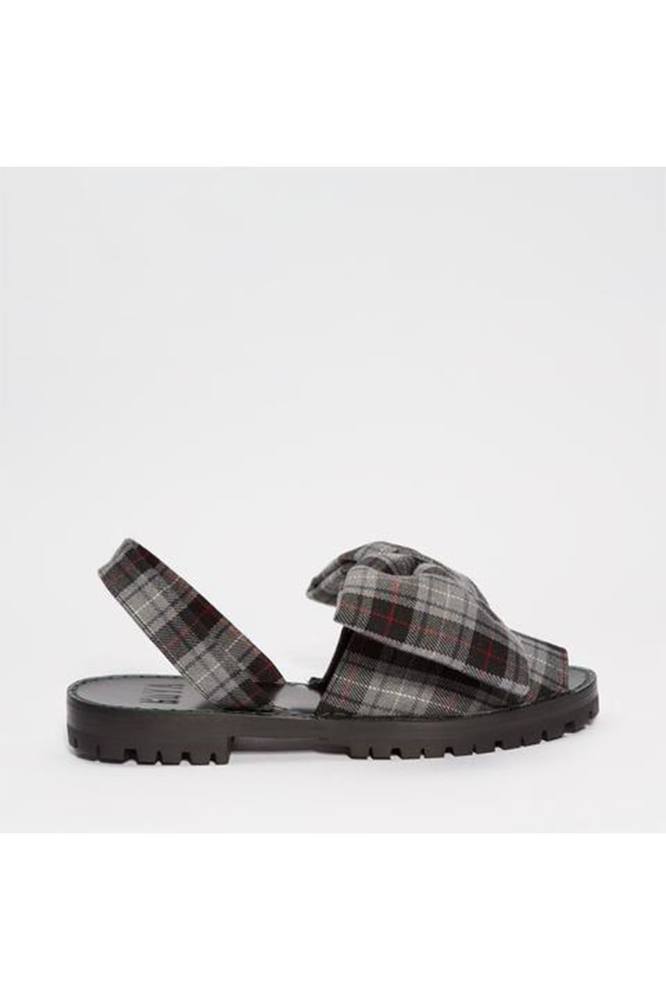 Gris Plaid Bow Sandals