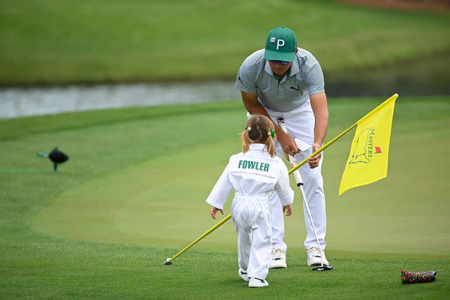 <p>Ben Jared/PGA TOUR via Getty</p> Rickie and Maya Fowler on April 10, 2024 in Augusta, Georgia.