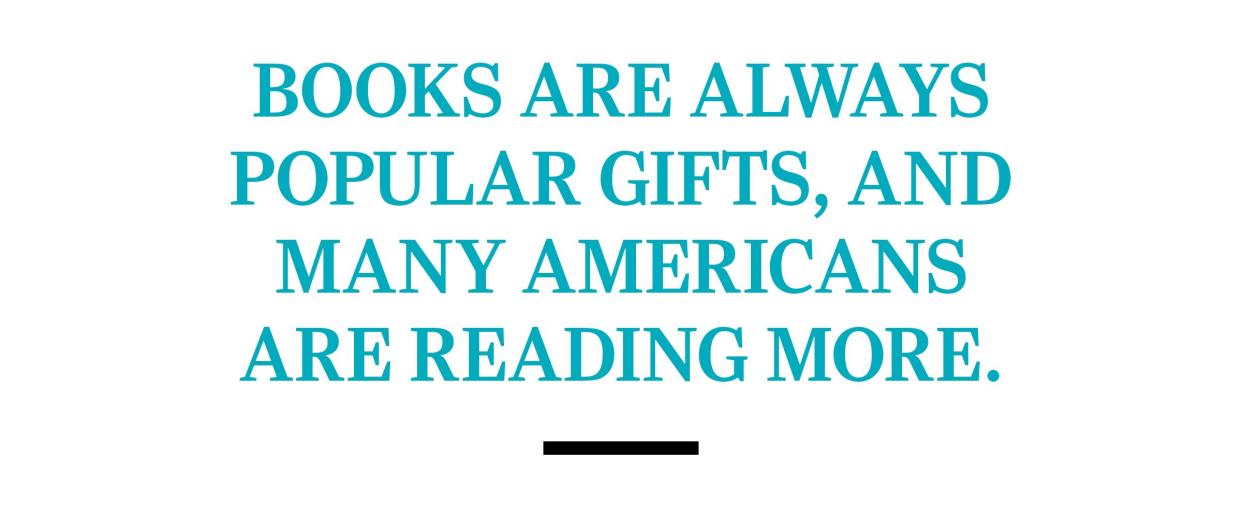 text: Books are always popular gifts, and many Americans are reading more.