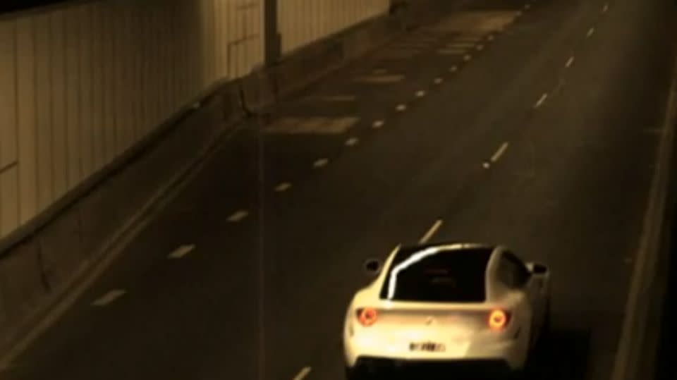 Salim's Ferrari was caught speeding through the M5 East tunnel. Photo: 7News