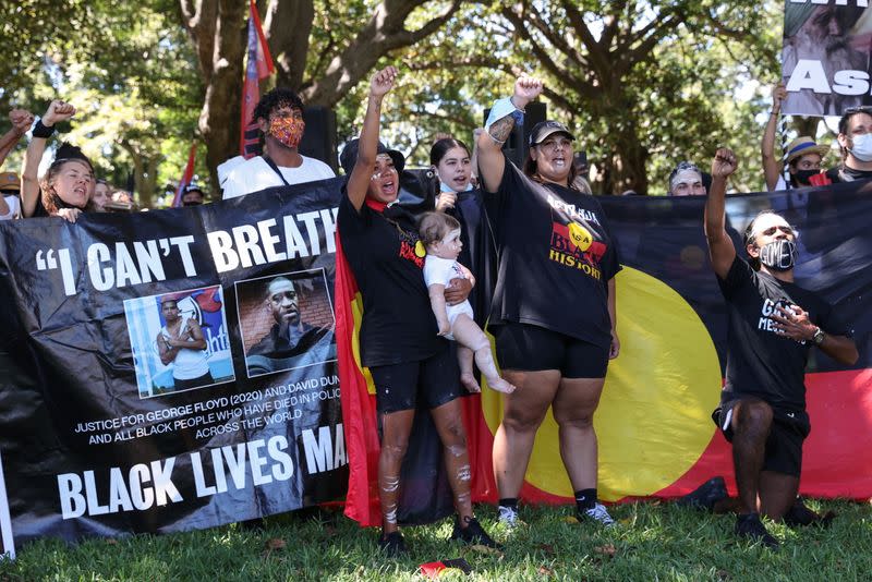 Protesters gather on Australia Day in Sydney