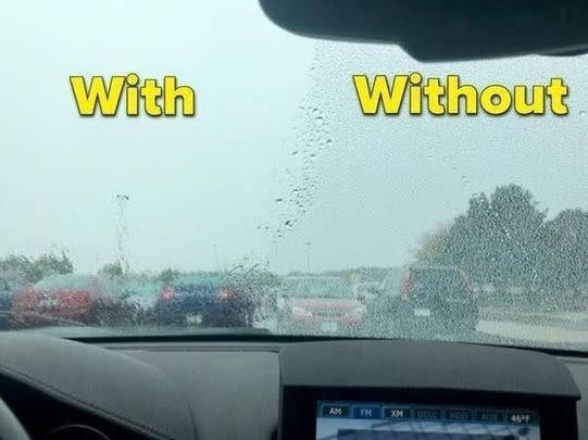 A rain glass treatment to repel rain water so you can drive in storms with peace of mind