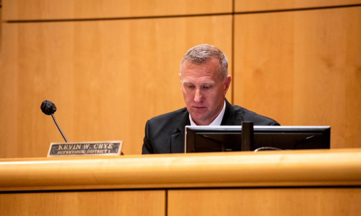 <span>Kevin Crye, a supervisor on the county’s governing board, in Redding, California, on 28 March 2023.</span><span>Photograph: Marlena Sloss/The Guardian</span>