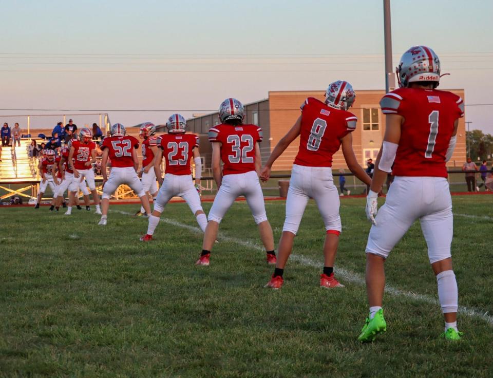 Elgin gets ready to kick the football off to Crestline during a home game earlier this season.