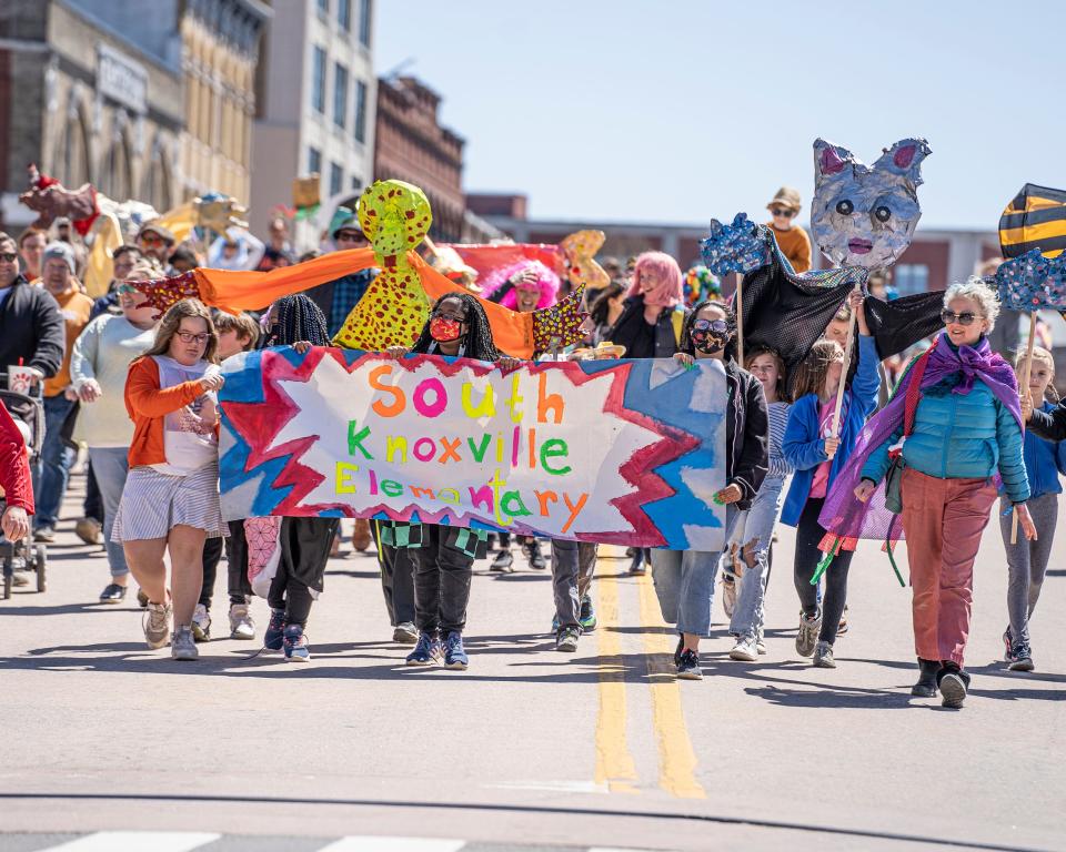 South Knoxville Elementary School students get in on the act as part of the Cattywampus Puppet Council’s 2022 Annual Parade and Street Party. The community-based arts nonprofit will be holding a fundraiser this weekend at the Old City Performing Arts Center. March 26, 2022