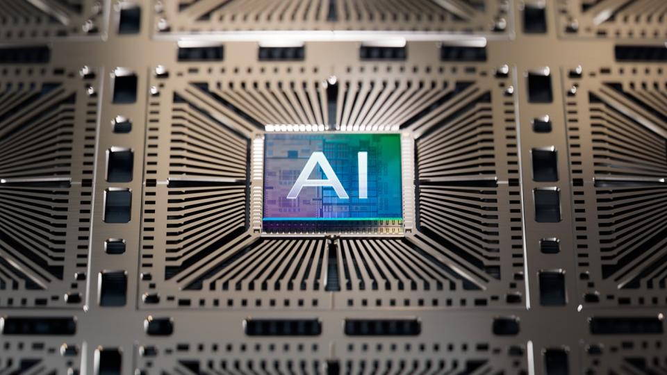 AI chipset on a circuit board.