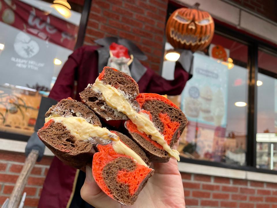 Horseman Bagels is back open in Sleepy Hollow after a fire last year caused it to close. And just in time to decorate for Halloween! Photographed Oct. 2023