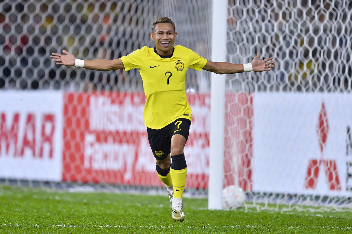 Malaysia forward Faisal Halim celebrates scoring the only goal in the AFF Mitsubishi Electric Cup semi-final first-leg match against Thailand at Bukit Jalil Stadium. (PHOTO: AFF)