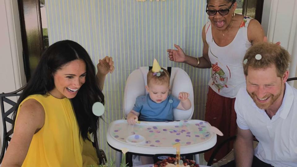 Netflix From left: Meghan Markle, Prince Archie, Doria Ragland and Prince Harry as seen in Netflix
