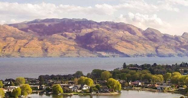 Crews are searching for a man who was diving with friends on Saturday near the William Bennett Bridge on Okanagan Lake when he didn't resurface. (City of West Kelowna - image credit)