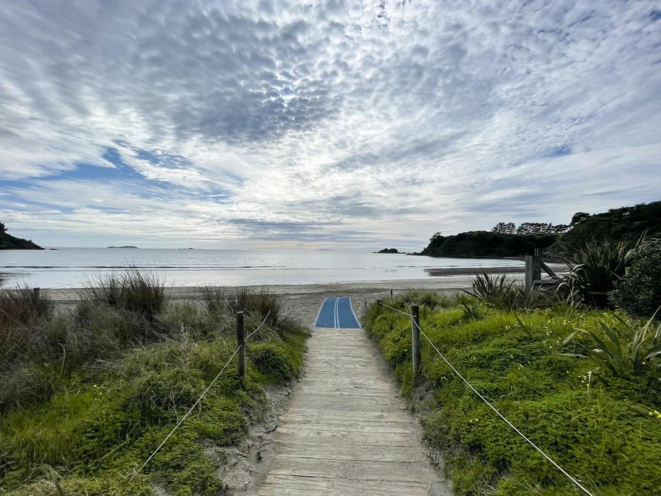 The entrance to Little Palm Beach on Waiheke Island, New Zealand.
