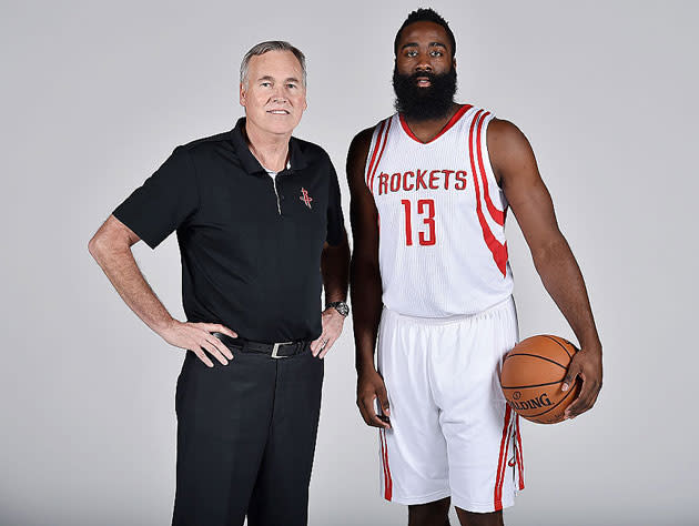 Mike D'Antoni and James Harden stand their ground. (Getty Images)