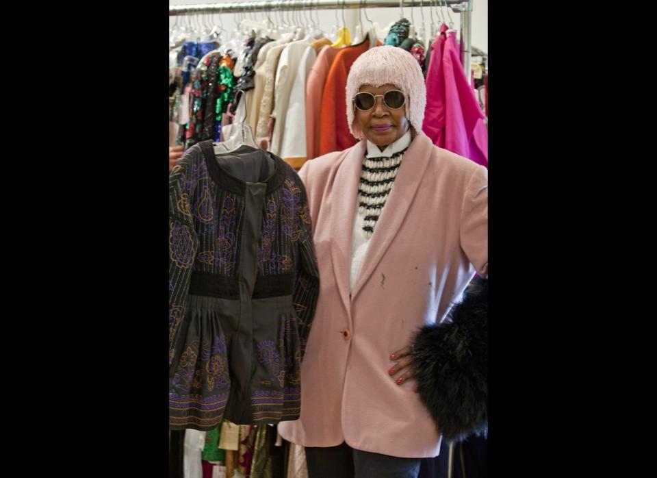 Piazza, a milliner from Detroit, shows off a great jacket. Piazza loves vintage because of the quality of workmanship of the garments. She also loves to find pieces that are original and not mass produced.