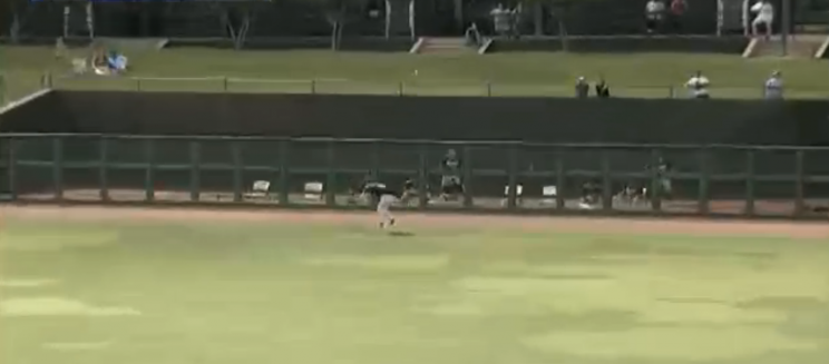 No one wants to pull a Jose Canseco in the outfield. (Screenshot via MiLB.com)