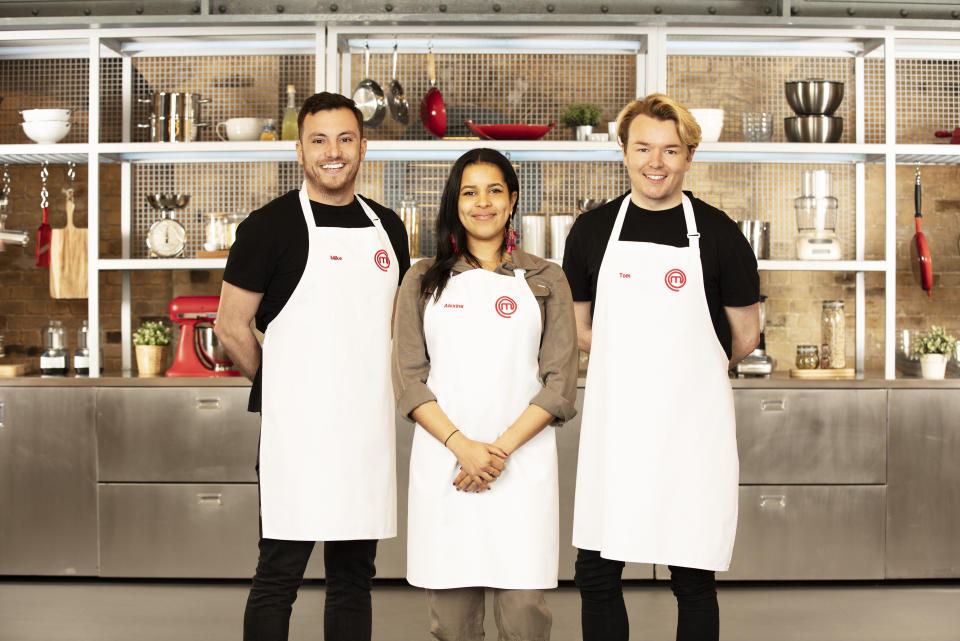 MasterChef finalists Mike T, Alexina, and Tom. (BBC/Shine TV)