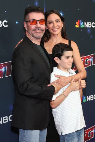 <p>John Salangsang/Variety via Getty</p> Simon Cowell, Eric Cowell and Lauren Silverman AGT America's got talent