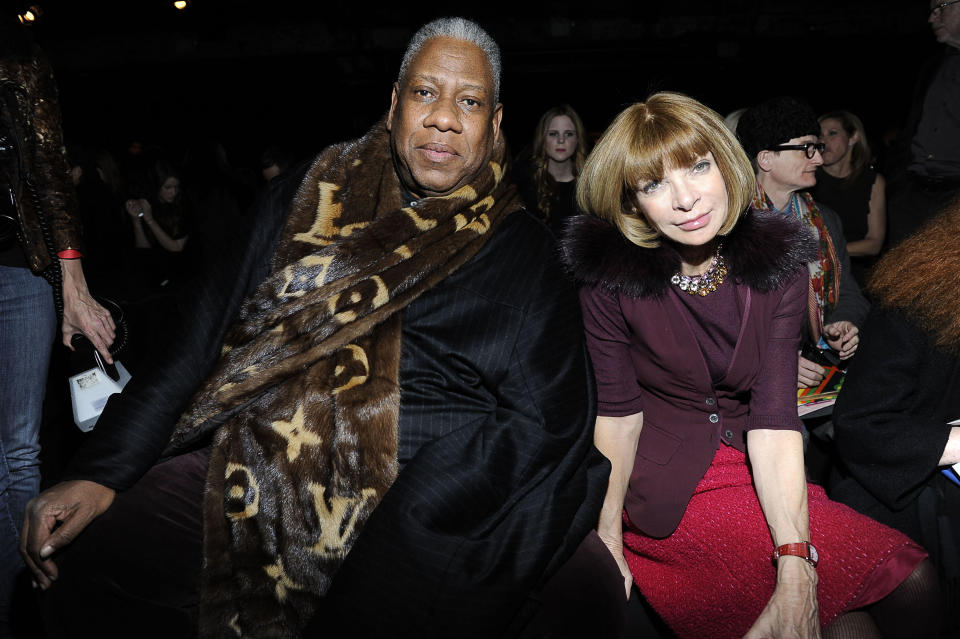 NEW YORK, NY - FEBRUARY 14:  Andre Leon Talley and Anna Wintour attend the Donna Karan New York Fall 2011 fashion show during Mercedes-Benz Fashion Week at 547 West 26th Street on February 14, 2011 in New York City.  (Photo by Eugene Gologursky/WireImage)