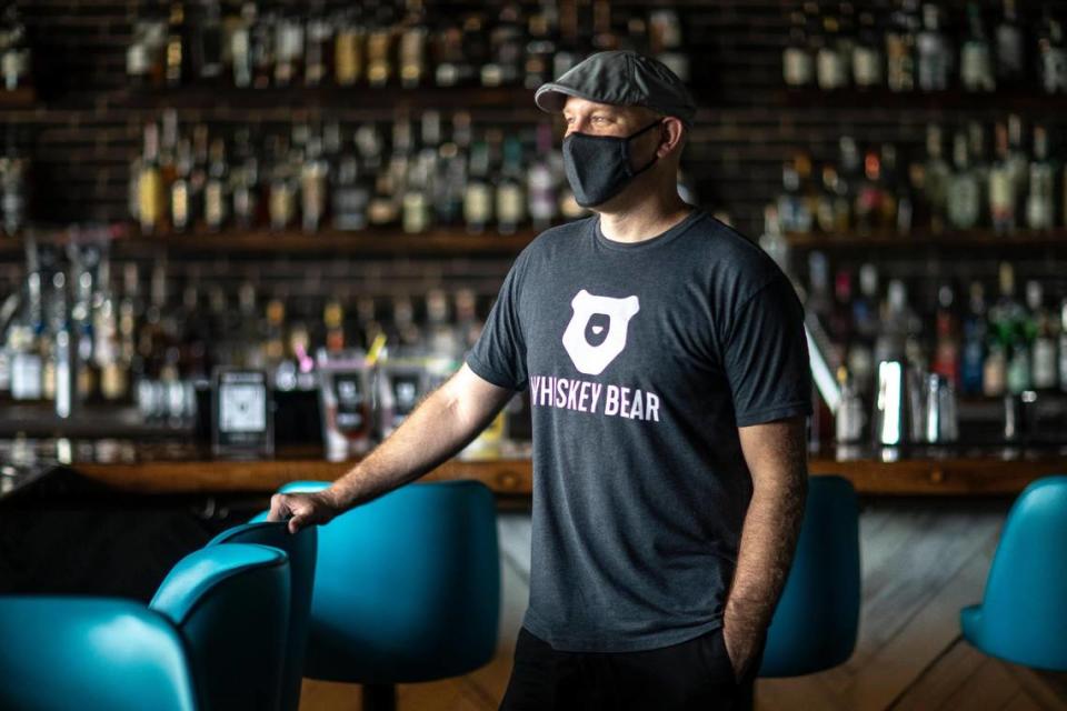 Daniel Marlowe, Whiskey Bear co-owner shown here at the bars previous location, says he thinks more local restaurants will be forced to close soon because of higher costs and labor issues.