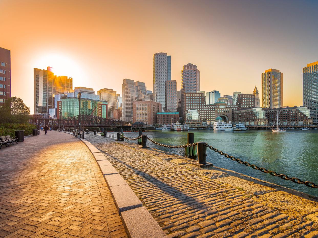 Boston Skyline at the sunset