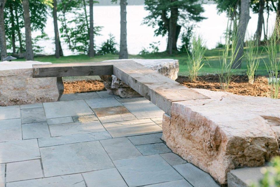 Winnebago Outcropping stone from Chilton is used for decor and seating at a home in East Troy.