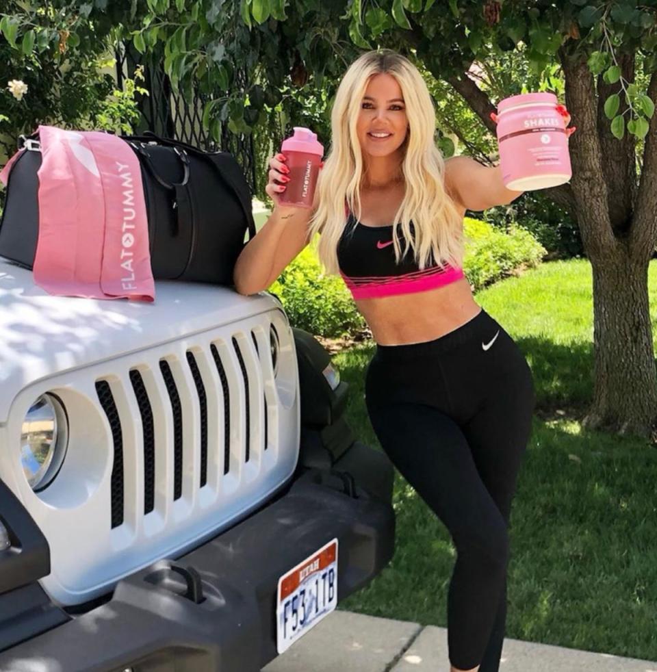 Khloe Kardashian promoting meal replacement shakes (Instagram / @khloekardashian)