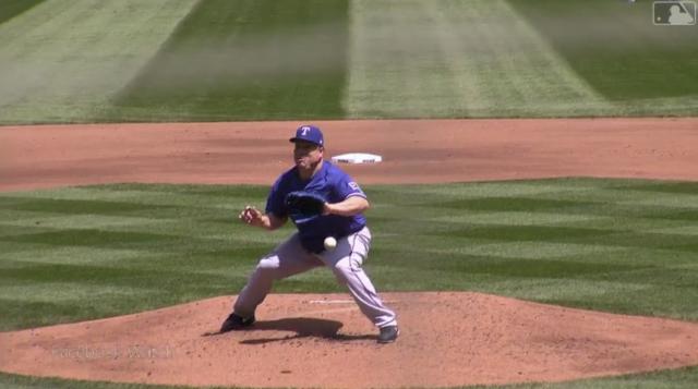 Bartolo Colon stopped a 102-mph comebacker with his belly and