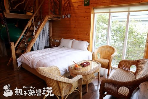 超跳tone親子住宿！嗨到不想睡的樹屋溜滑梯親子房：黃慶果園民宿