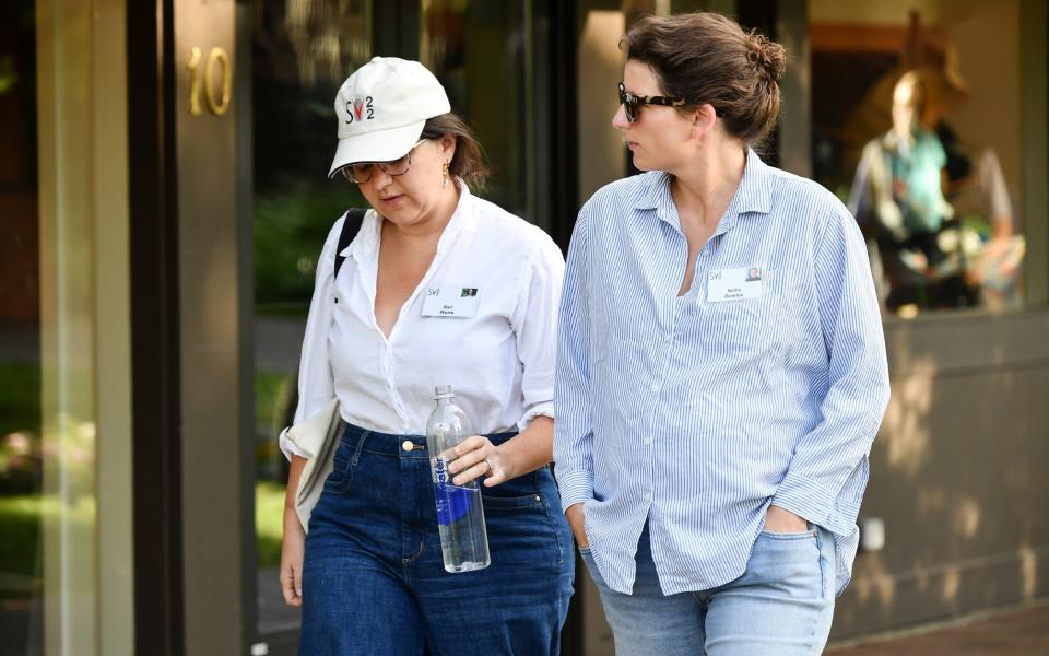 Bowles, right, with her wife Bari Weiss