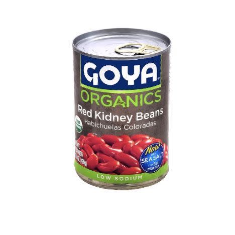 <p><strong>GOYA</strong></p><p><strong>$1.89</strong></p><p><a href="https://www.amazon.com/Goya-Foods-Organics-Kidney-Sodium/dp/B074VDV8ZT/ref=sr_1_4_f3_0g_fs?tag=syn-yahoo-20&ascsubtag=%5Bartid%7C10055.g.5147%5Bsrc%7Cyahoo-us" rel="nofollow noopener" target="_blank" data-ylk="slk:Shop Now;elm:context_link;itc:0;sec:content-canvas" class="link ">Shop Now</a></p><p>Yep, more beans and this convenient and affordable, low sodium version (135 mg), contains a whopping 5 grams of fiber and 8 grams of protein per half cup serving. They're also a rich source of iron. Use them in dips, soups, stews -- the possibilities are endless.</p>