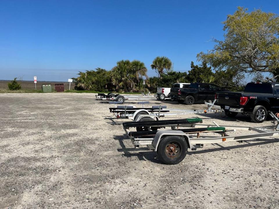 Boats and trailers at the Russ Point Boat Launch on St. Helena Island on the morning of Monday, March 18.