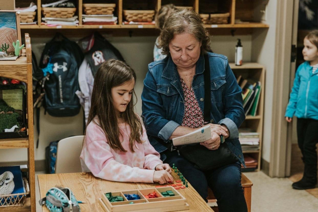 Georgia Boyd (left) and her grandmother, Pam Boyd, took part in Meadow Montessori's recent Grandparents Day.