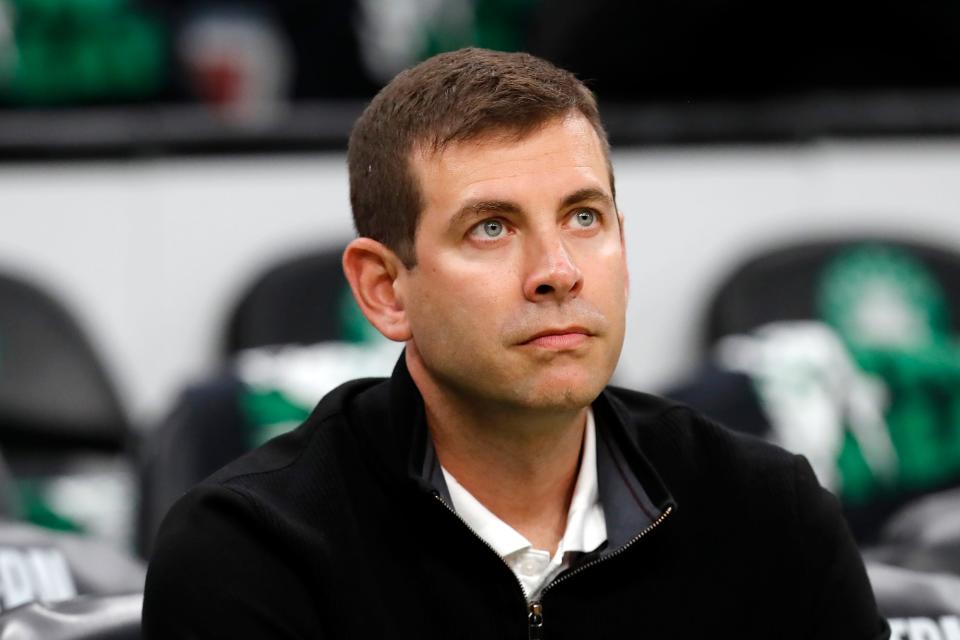 Brad Stevens looks on before Game 6 of the Eastern Conference finals against the Miami Heat.