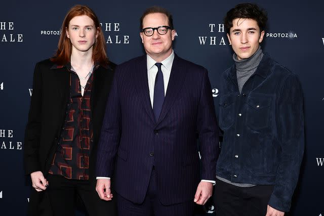 Jamie McCarthy/Getty Leland Fraser, Brendan Fraser and Holden Fraser attend 'The Whale' New York screening at Alice Tully Hall, Lincoln Center on November 29, 2022