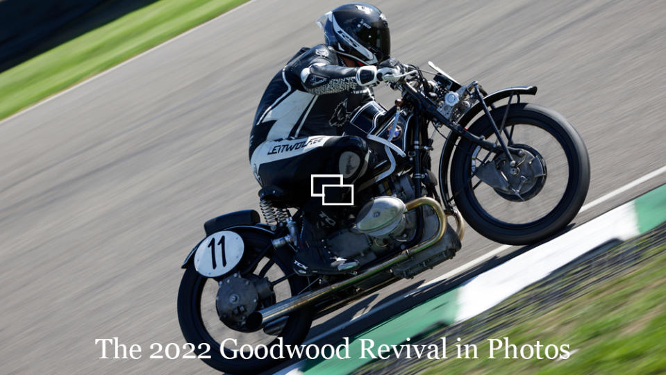 Eugene Laverty racing a 1929 BMW R 57 Kompressor at the 2022 Goodwood Revival.