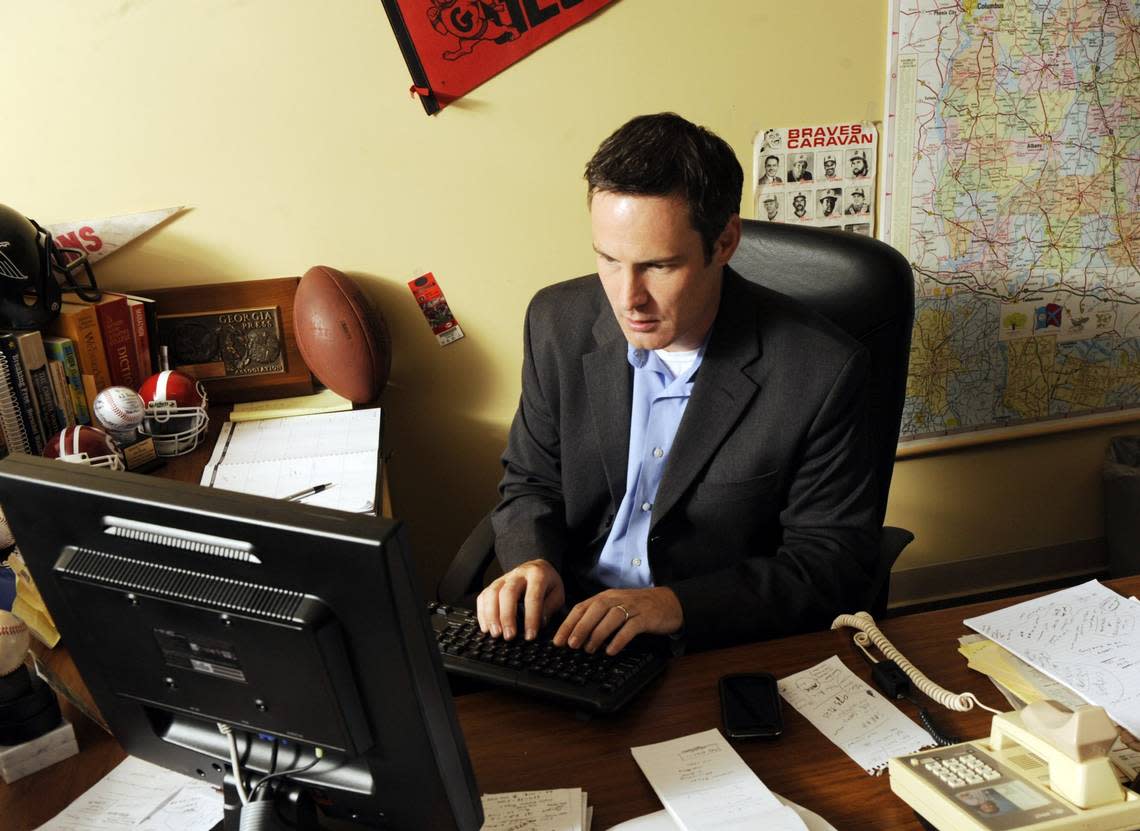 Joe Kovac Jr. at his desk in The Telegraph newsroom in this 2009 file photo. After more than 31 years with the Telegraph, Kovac’s last day was March 3.