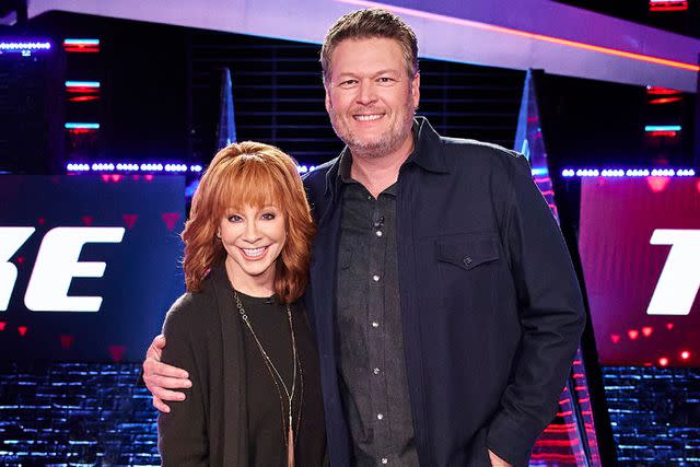 <p>Tyler Golden/NBC</p> Reba McEntire and Blake Shelton