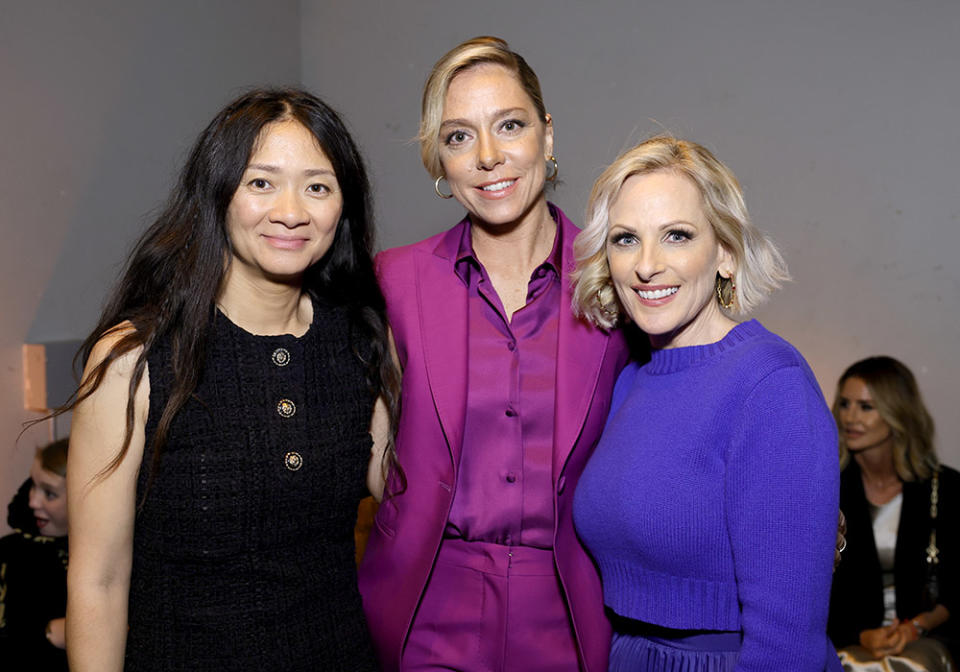 (L-R) Chloé Zhao, Sian Heder, and Marlee Matlin attend the 16th Annual WIF Oscar® Party Presented By Johnnie Walker, Max Mara, And Mercedes-Benz on March 10, 2023 in Los Angeles, California.