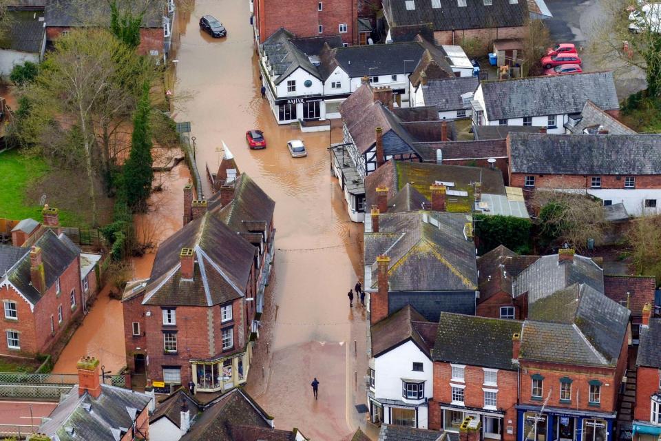 Flooded Street in Tenbury after Storm Dennis hit the UK (PA)